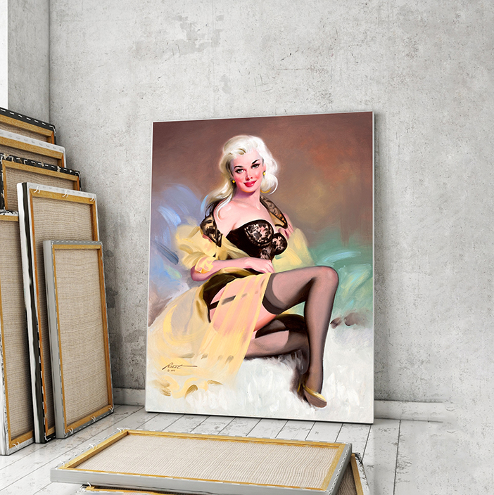 

Модульная картина Artel «Платиновая блондинка в черном белье. Дональд Раст» 120x80 см