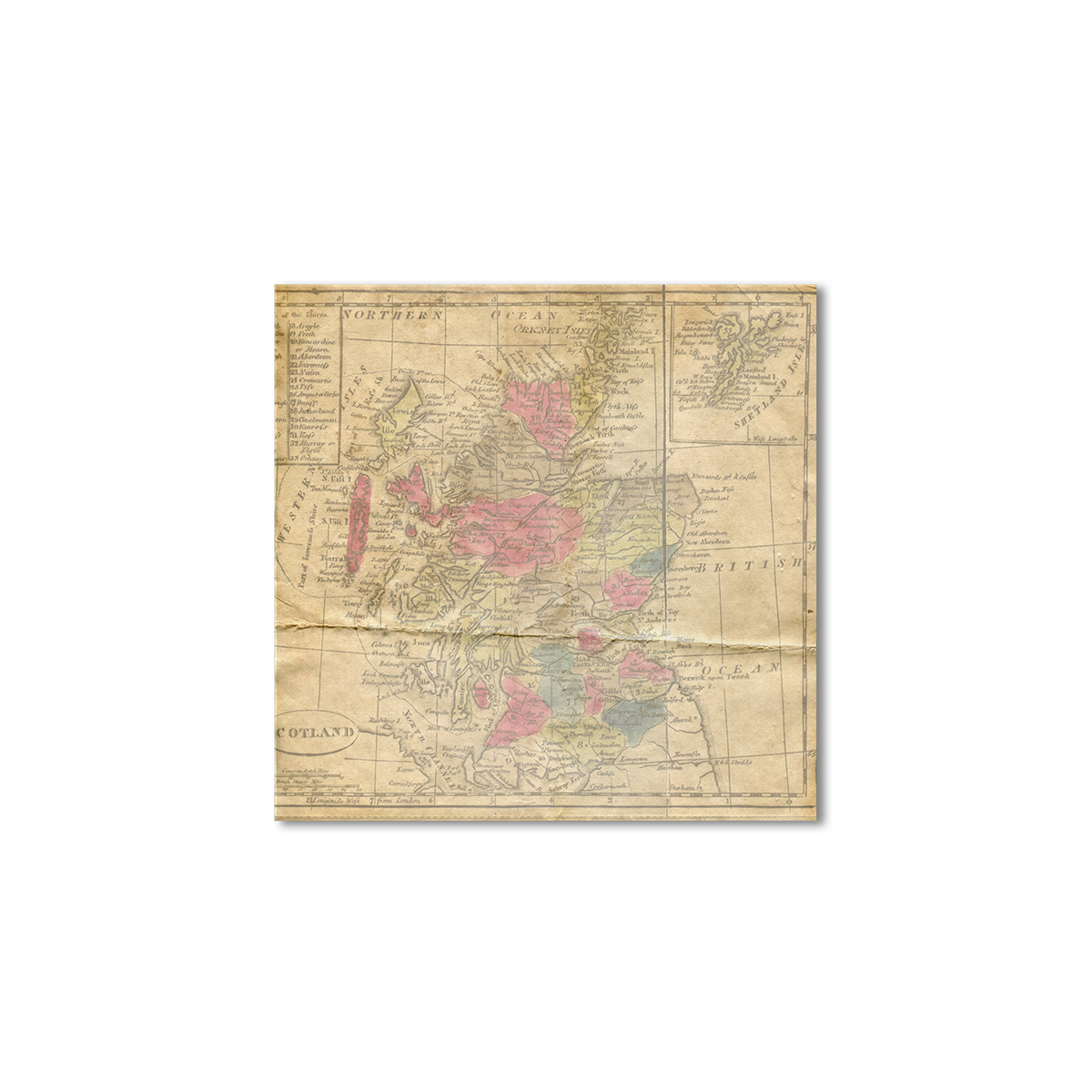 

Винтажная карта Artel «Старая карта Шотландии» 120x120 см