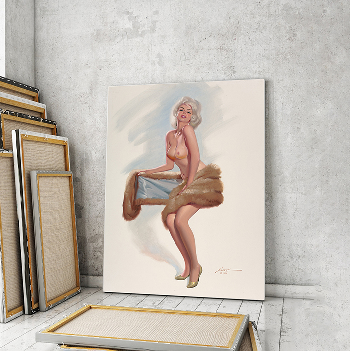 

Модульная картина Artel «Обнаженная пин-ап с мехом от Дональда Раста» 90x60 см