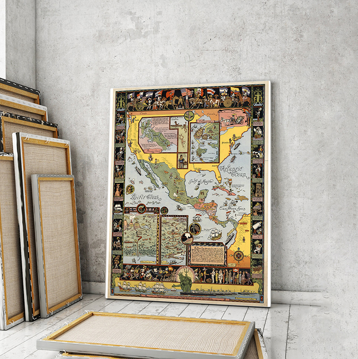 

Винтажная карта Artel «Линия благодати посвящает эту карту старым испанцам» 150x100 см