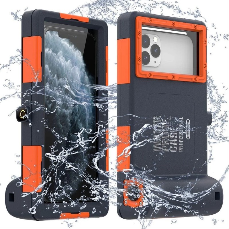 

Водонепроницаемый чехол на iPhone для подводной съемки ( Black-orange)
