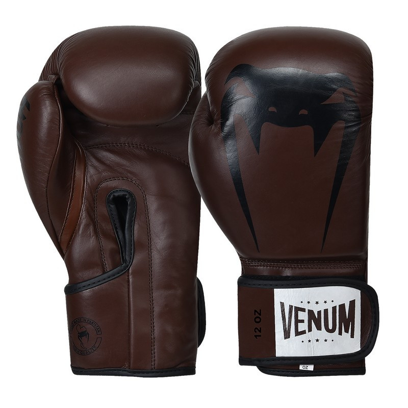 

Перчатки для бокса и единоборств Venum Giant Heroe кожаные 8315 Brown-Black 12 унций