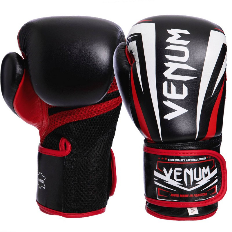 

Перчатки для бокса и единоборств кожаные Venum SHARP Heroe VL-2032 Black-White-Red 14 унций