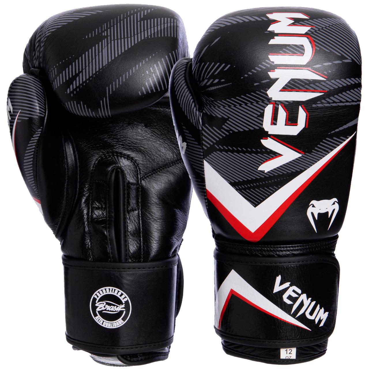 

Перчатки для бокса и единоборств кожаные Venum IMPACT Heroe VL-2038 Black-White-Red 12 унций