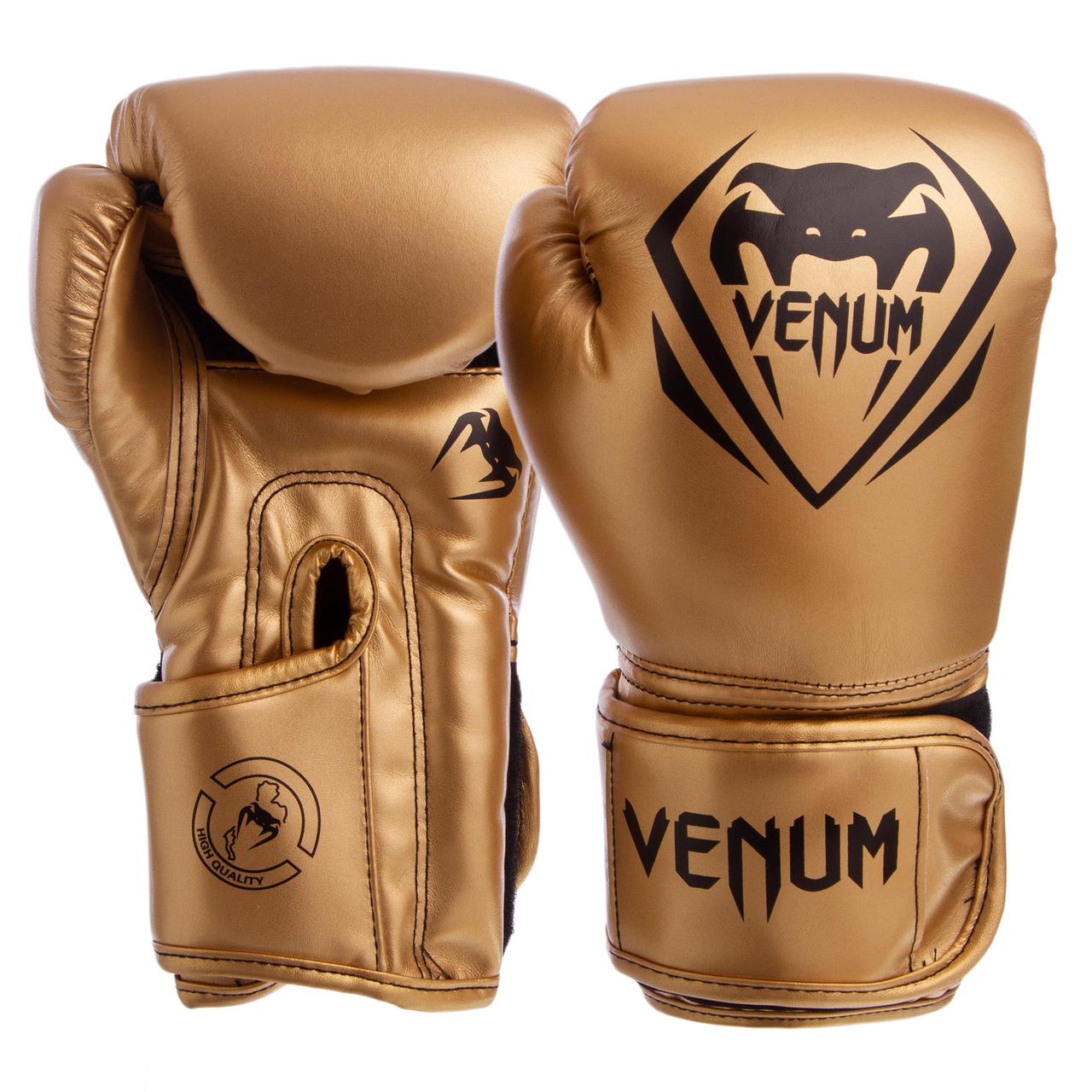 

Перчатки боксерские на липучке Venum Heroe 8351 золотой-черный 10oz