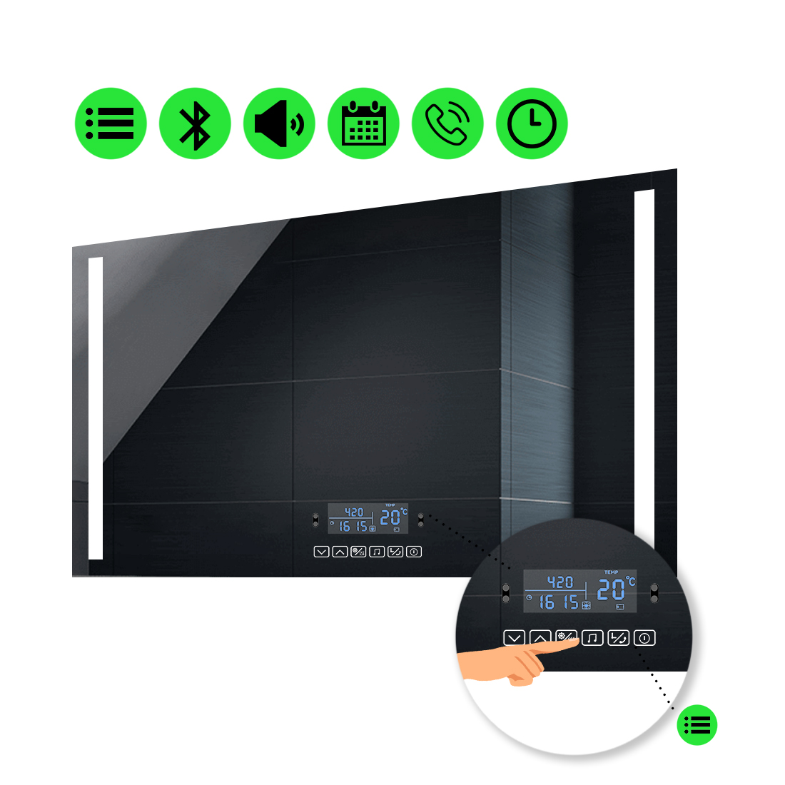 

Зеркало Adelita с Led-подсветкой, и мультиблоком 80x60 см