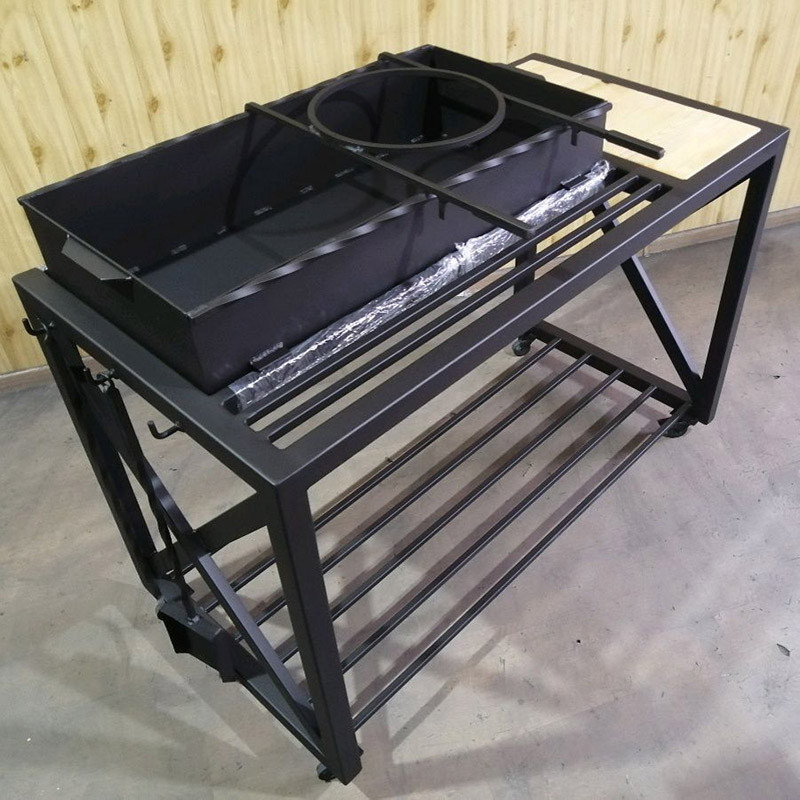 

Мангал кованый со столиками и съемной жаровней на колесиках GoodsMetall М36