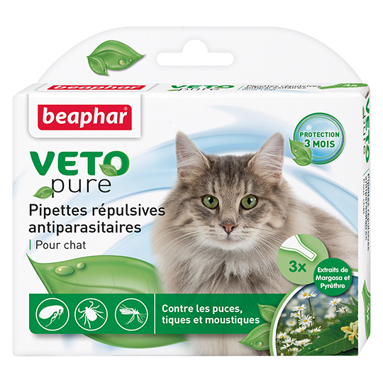 

БИО Капли от блох и клещей Beaphar Veto pure для котов цена за упаковку 3 шт