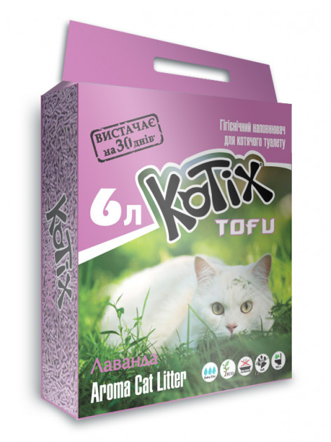 

Наполнитель для кошачего туалета KOTIX TOFU Lavender 6 л