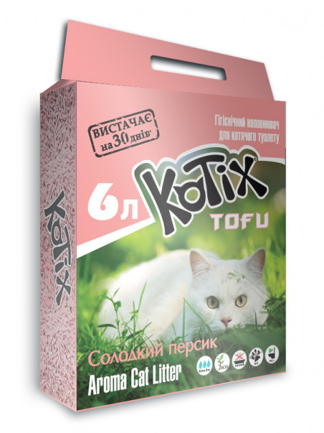

Наполнитель для кошачего туалета KOTIX TOFU Honey Peach 6 л