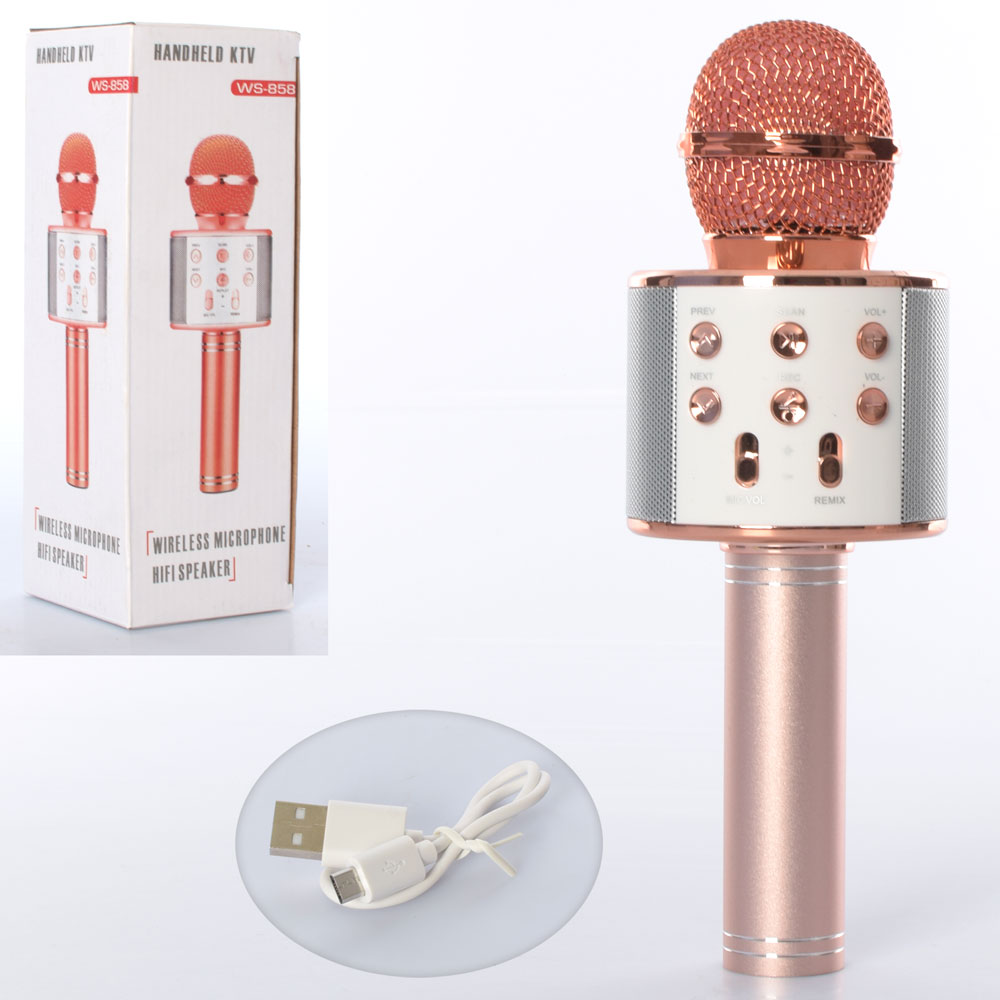 

Мікрофон Wster WS858-rosegold HQ Bluetooth, TFслот, USB вхід, USB шнур 8-23,5-9 см