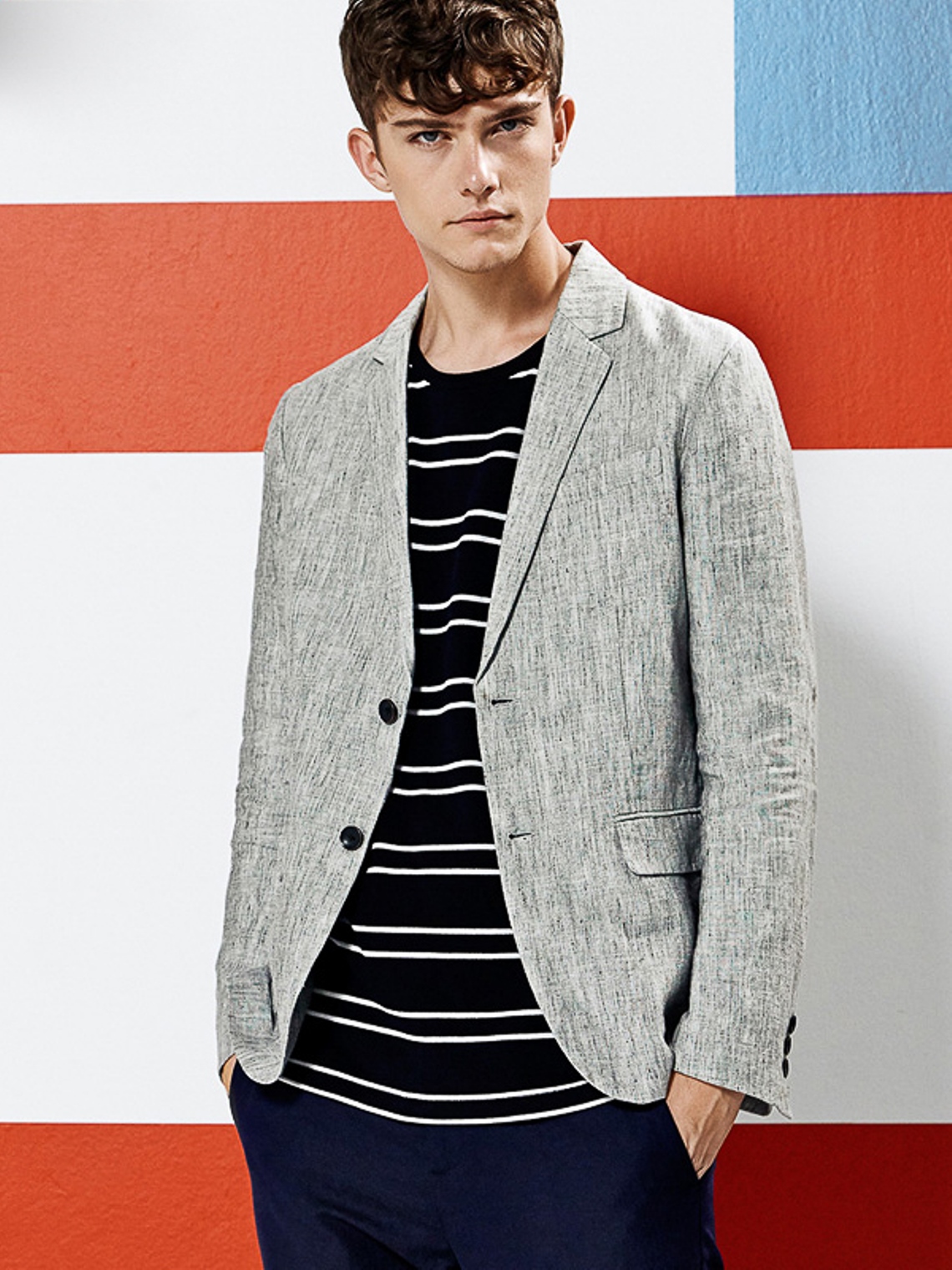 

Пиджак из льна Jack & Jones 217108513 S Серый