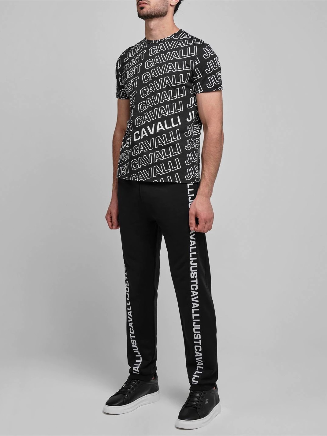 

Футболка с лого по всей поверхности Just Cavalli 12304159-V XL Черный