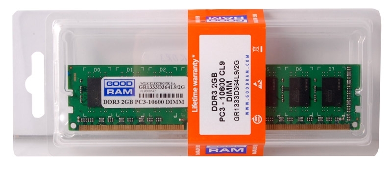 

МОДУЛЬ ПАМЯТИ ДЛЯ КОМПЬЮТЕРА DDR3 2GB 1333 MHZ GOODRAM (GR1333D364L9/2G)