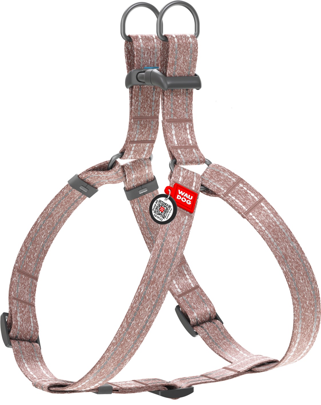 

Шлея для собак Collar WAUDOG Re-cotton с QR паспортом, из восстановленного хлопка, светоотражающая, пластиковый фастекс, L, Ш 25 мм, Дл 60-90 см, коричневый (03336)