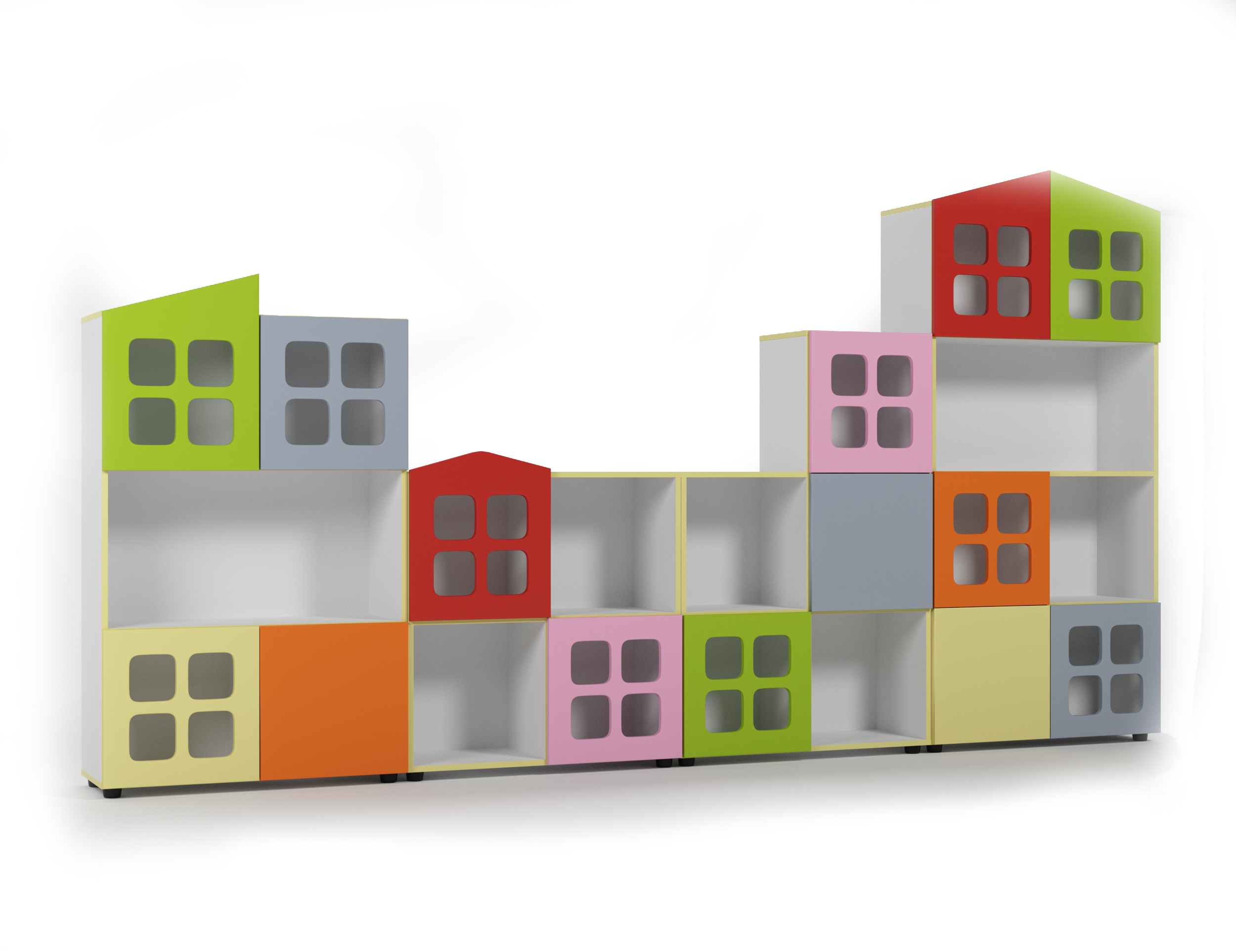 

Универсальная Стенка из 4 модульных шкафов Домик для учреждений образования: детсадов и школ 320х34.6х180 см