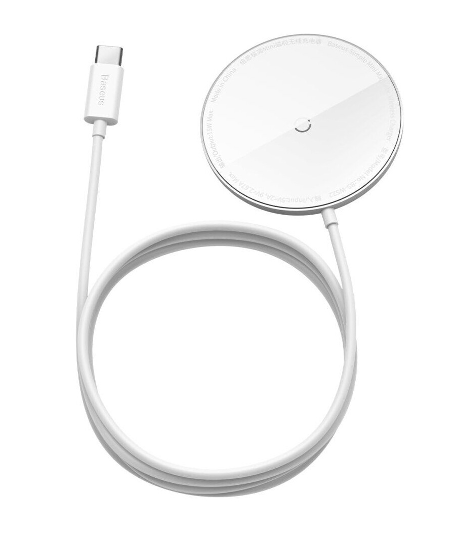 

Безпровідний зарядний пристрій (зарядка) для телефону Baseus Simple для iPhone 12 Білий (WXJK-F02)
