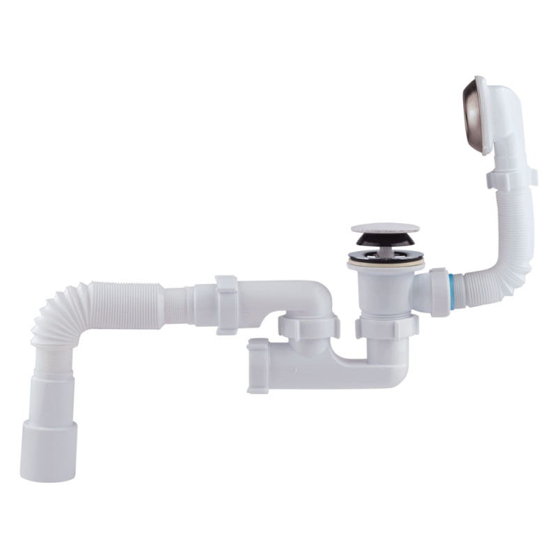 

Сифон Krono Plast В0550К "клик-клак" для ванны с ревизией, с выпуском и переливом 1 1/2" выход 50 мм