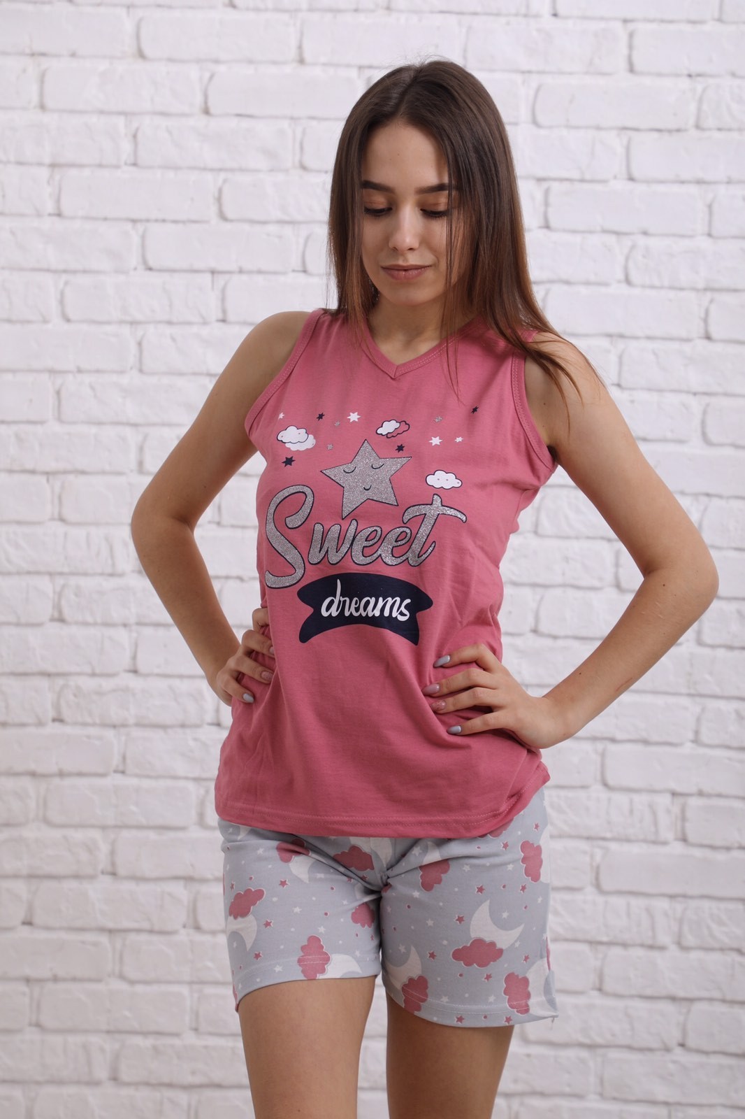 

Пижама Fawn Sweet dreams  Розовая с серым, Пижама Fawn Sweet dreams M Розовая с серым