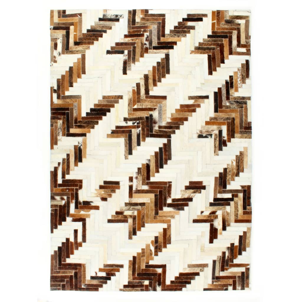 

Килим Shumee шкіра зі щетиною печворк 80x150 см коричнево білий 134395