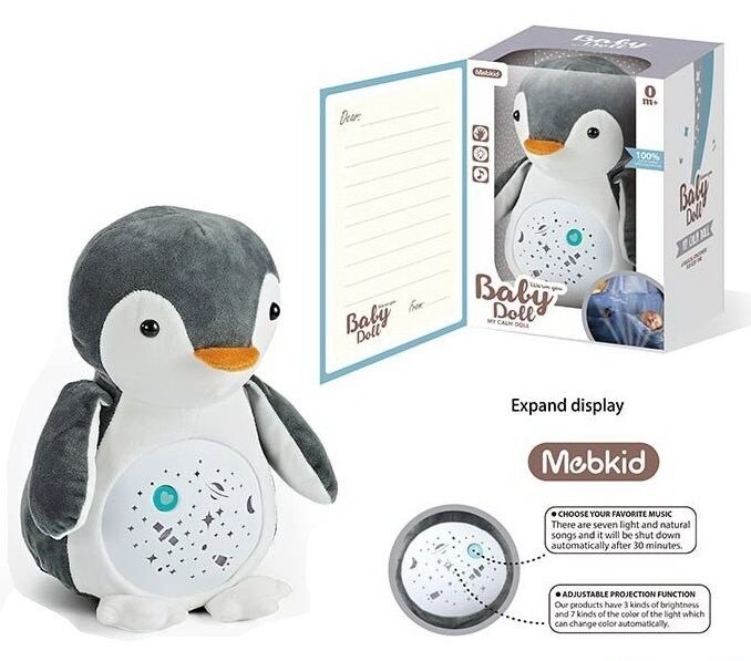 

Ночник-проектор звёздного неба в форме мягкой игрушки Baby Poll , Пингвин