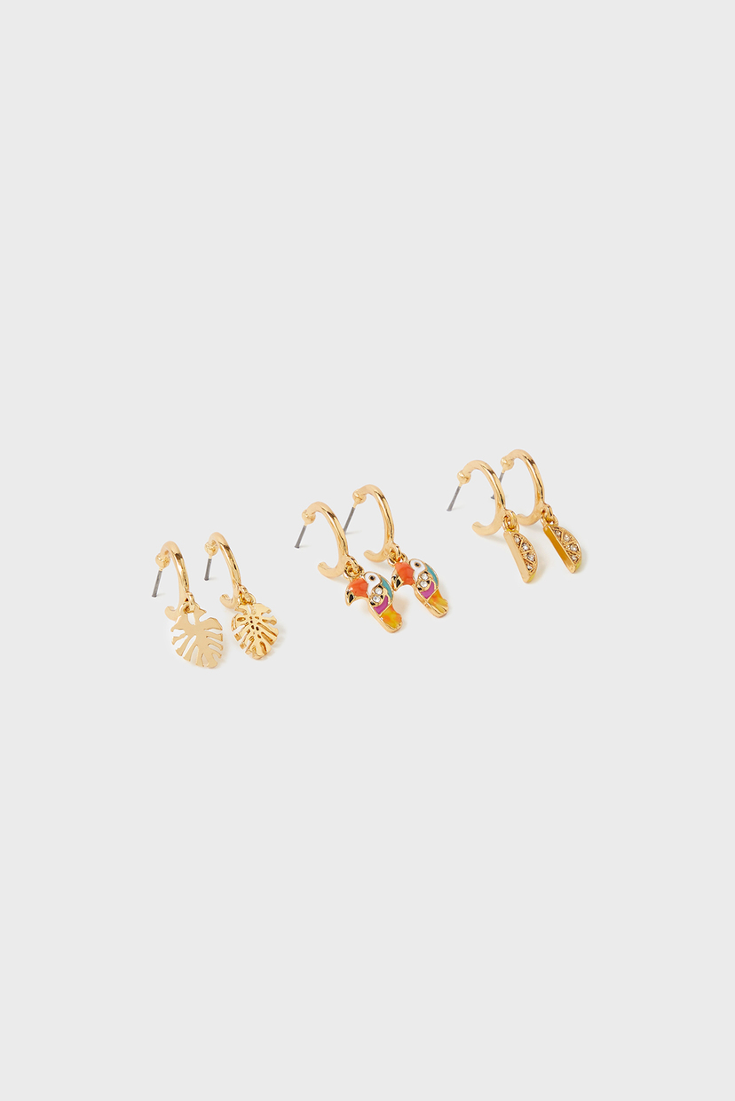 

Женские золотистые серьги (3 пары) ISLAND VIBE Accessorize OS 181987