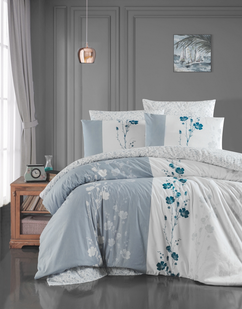 

Постельное белье First Choice ранфорс Camelia Grey (Евро)