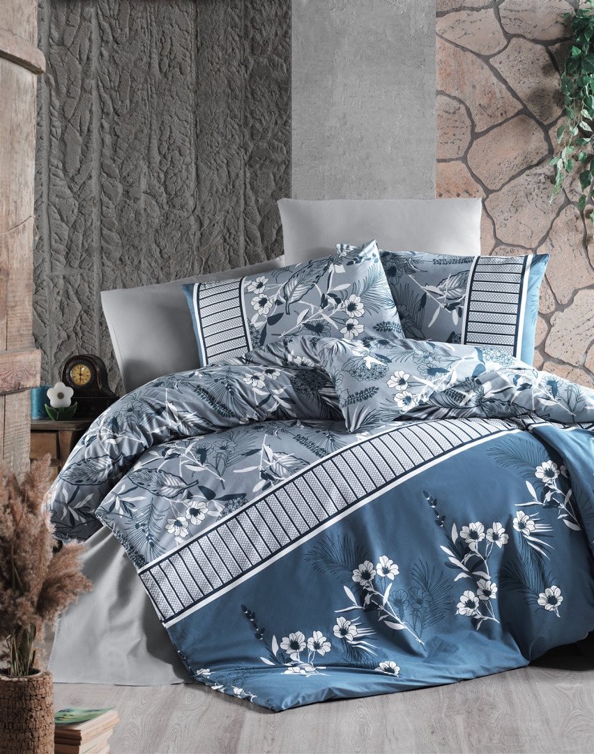 

Постельное белье First Choice ранфорс Burrell Navy Blue (Евро)