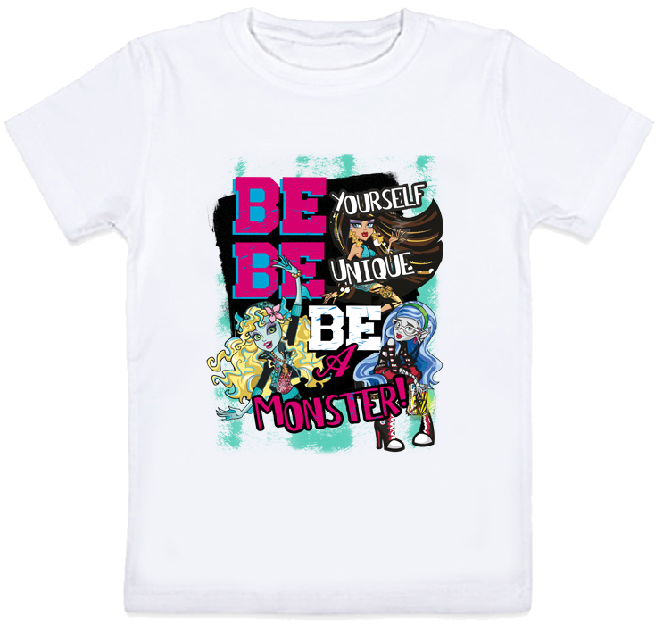 

Детская футболка Fat Cat Monster High "BE Yourself, BE Unique, BE A MONSTER" (белая) 116 27584