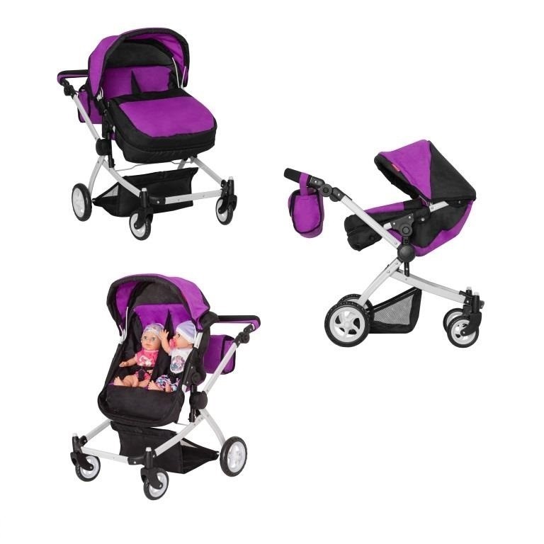 

Коляска для Кукол (двойня) CARRELLO CONNECT 9651A PURPLE с сумкой