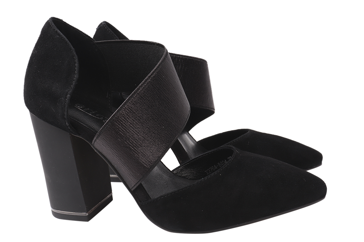 

Туфлі жіночі з натуральної замші, на великому каблуці, чорні, Erisses 865-20LT 35