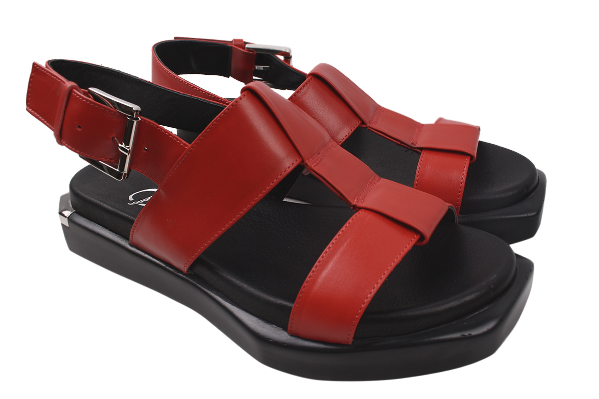 

Босоніжки на низькому ходу жіночі Aquamarin натуральна шкіра, колір червоний 1839-20LBC 38