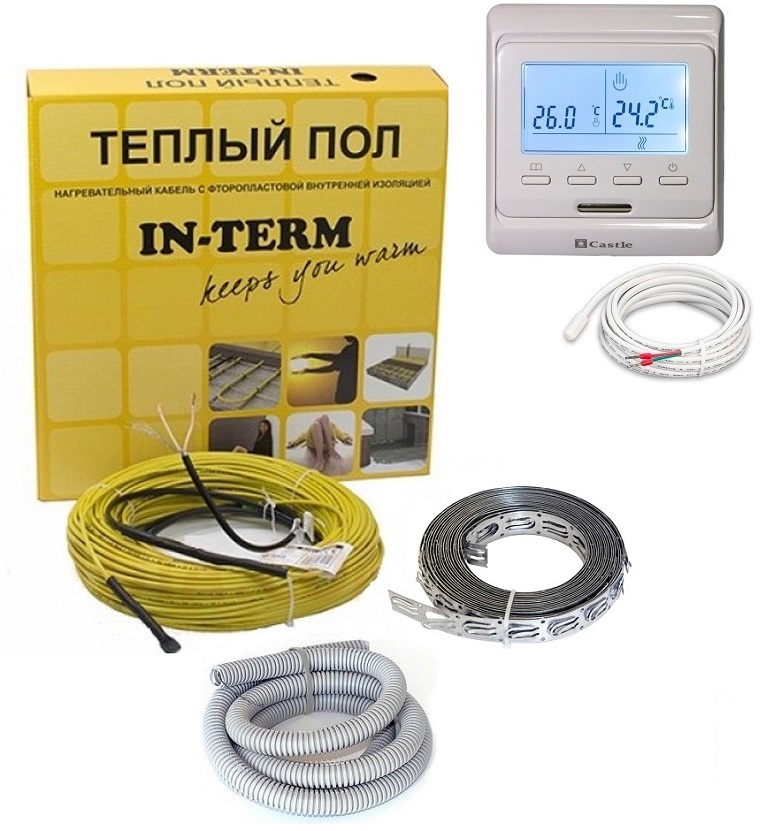 

Теплый пол IN-THERM двужильный кабель 350W 1.7-2.4 м² в комплекте с программируемым терморегулятором и датчиком температуры пола (VIT0005402)