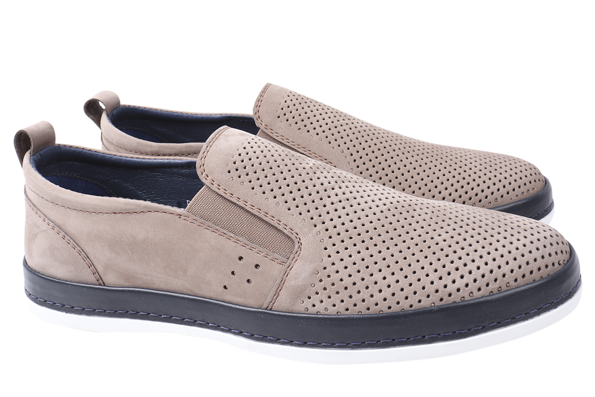 

Мокасини чоловічі з натуральної шкіри (нубук), на низькому ходу, колір Визон, Davis 120-21LTCP 42