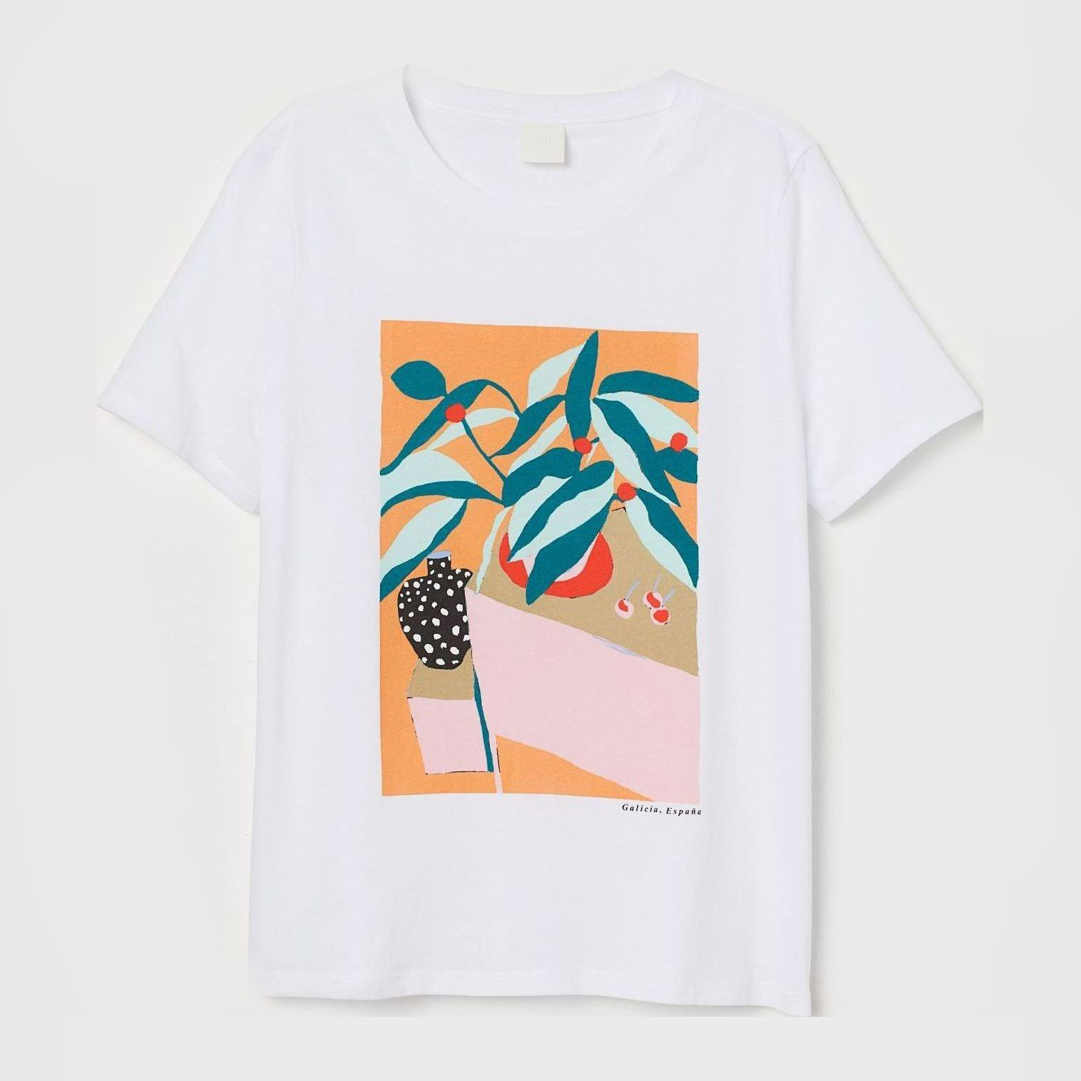 

Футболка H&M 8412601-AEKZ XS Белая с разноцветным