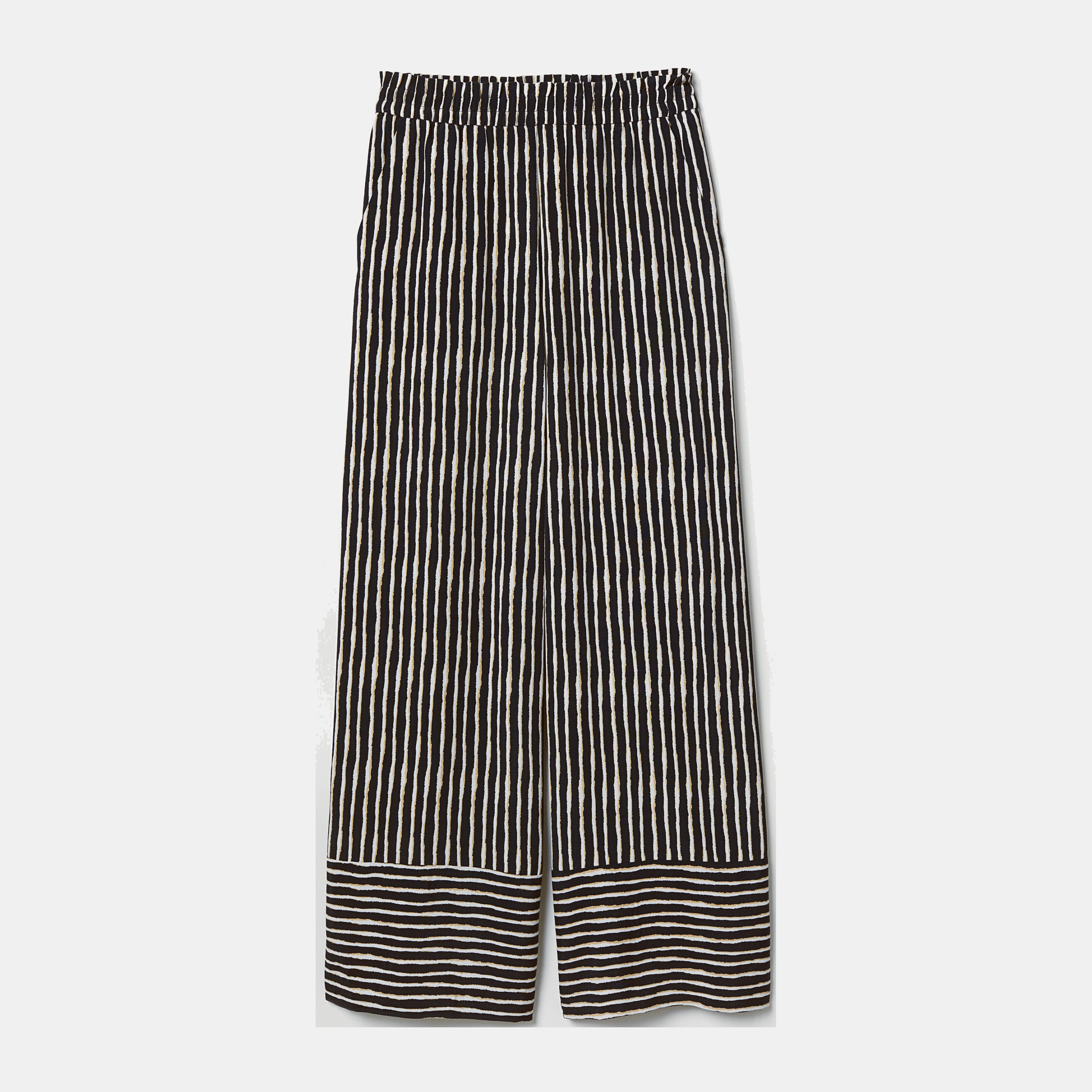 

Брюки H&M 6646798-AEBR 32 Черные с белым и бежевым