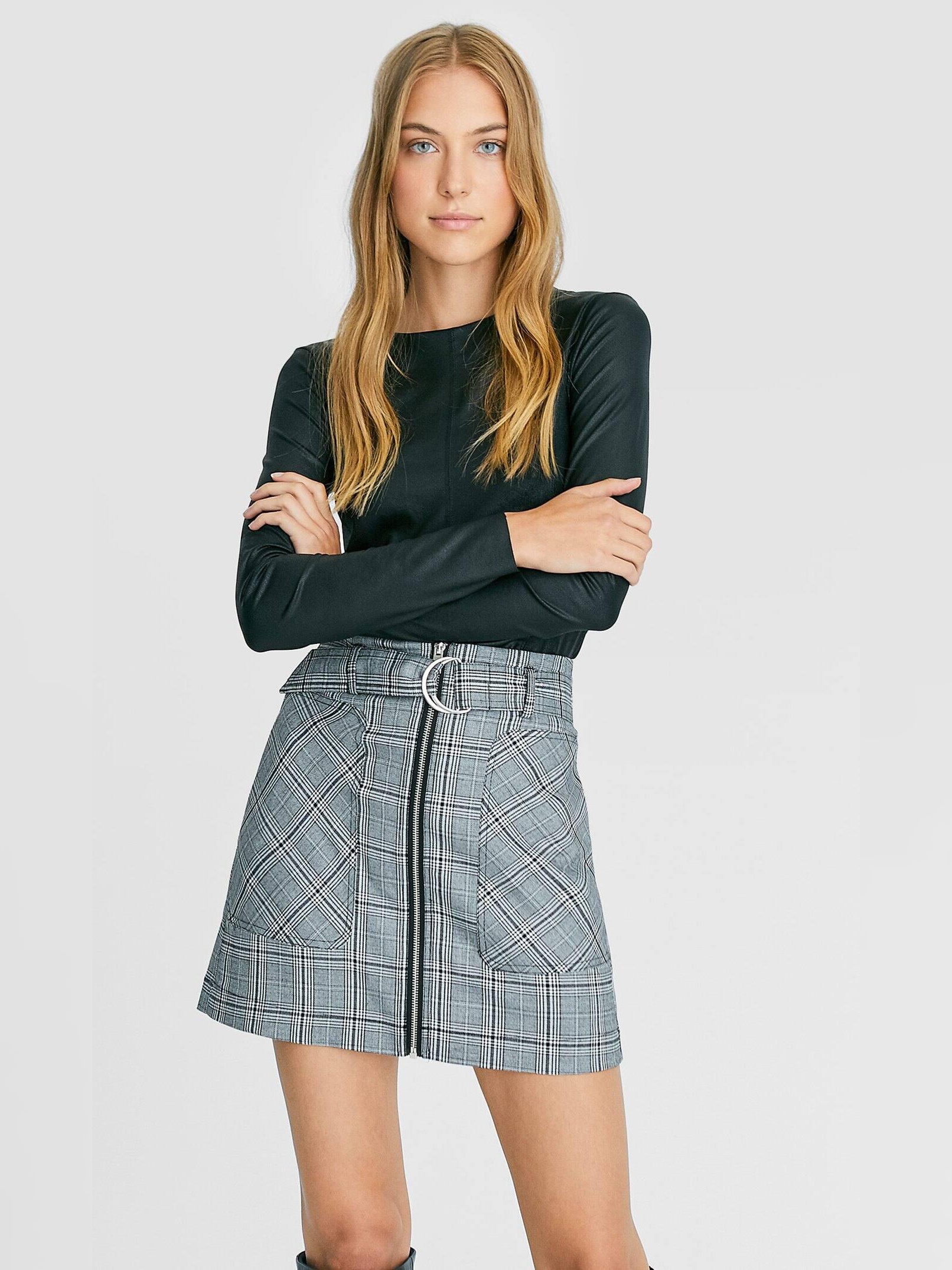 

Юбка Stradivarius 4700/586/210-ABAV 32 Черная с белым и серым