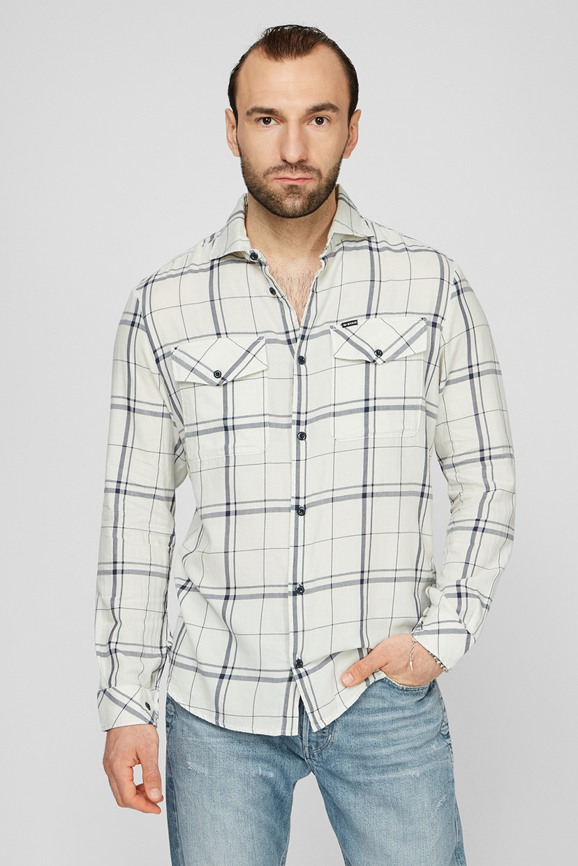 

Мужская белая рубашка Marine service slim shirt G-Star RAW M D19638,C763