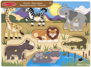 

Рамка-вкладыш "Safari Peg Puzzle. Сафари", 7 элементов - Melissa&Doug (20-496913)