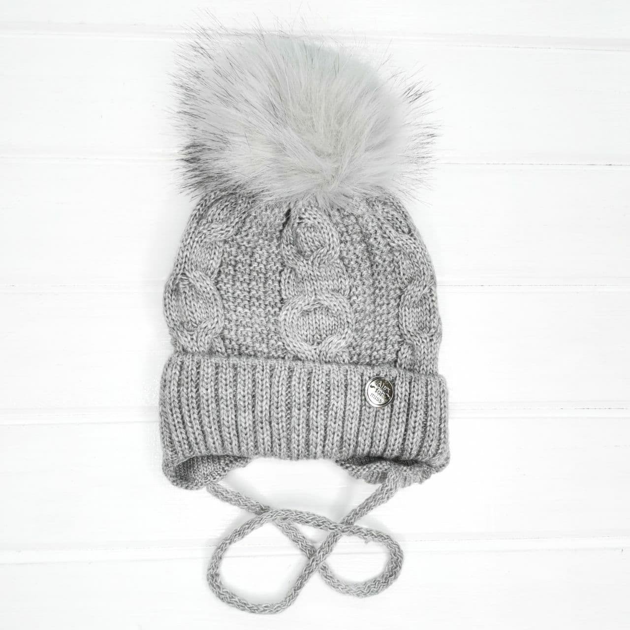 

Детская зимняя шапка на флисе на завязках, серый, 46-50 см 6378 (50)