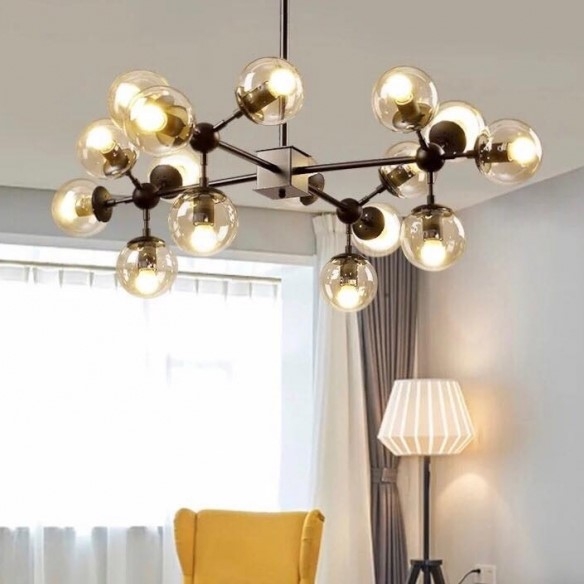 

ЛЮСТРА MODO BLACK/AMBER 16P
