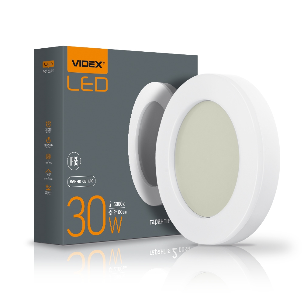 

LED светильник ART (ЖКХ) IP65 круглый VIDEX 30W 5000K 220V (25803)