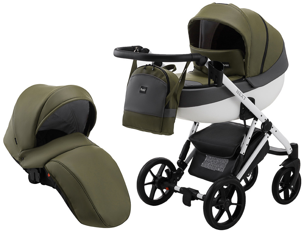 

Коляска 2 в 1 Bair Next White кожа 100% хаки 625535