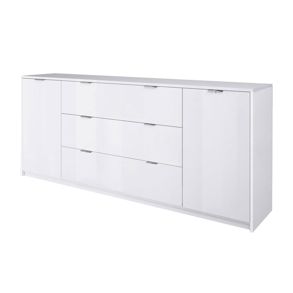 

Комод в гостиную, в спальню, в детскую из ЛДСП Рома 2Д3Ш 2,0 RM-168-WB MiroMark белый глянец