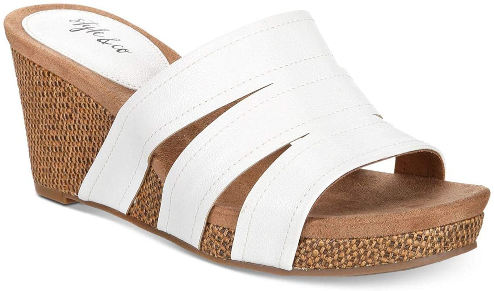 

Босоножки Style & Co Juliaap на танкетке с открытым носком без застежки белый 39021 38.5р. (стелька прибл. 24 см )