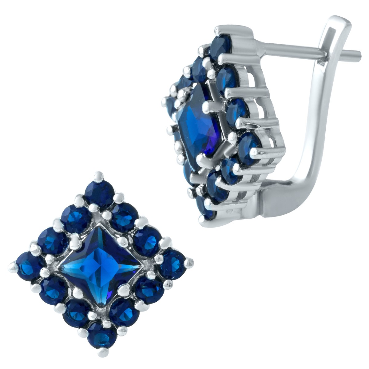 

Серебряные серьги MG с сапфиром nano