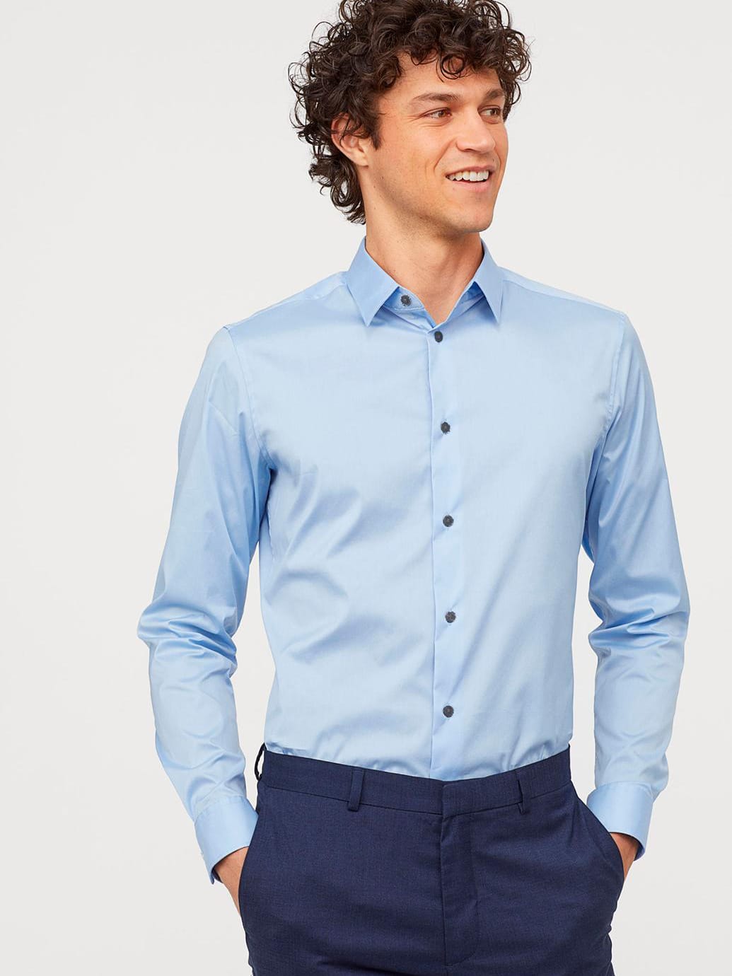 

Рубашка H&M 452244001a56 S Голубая