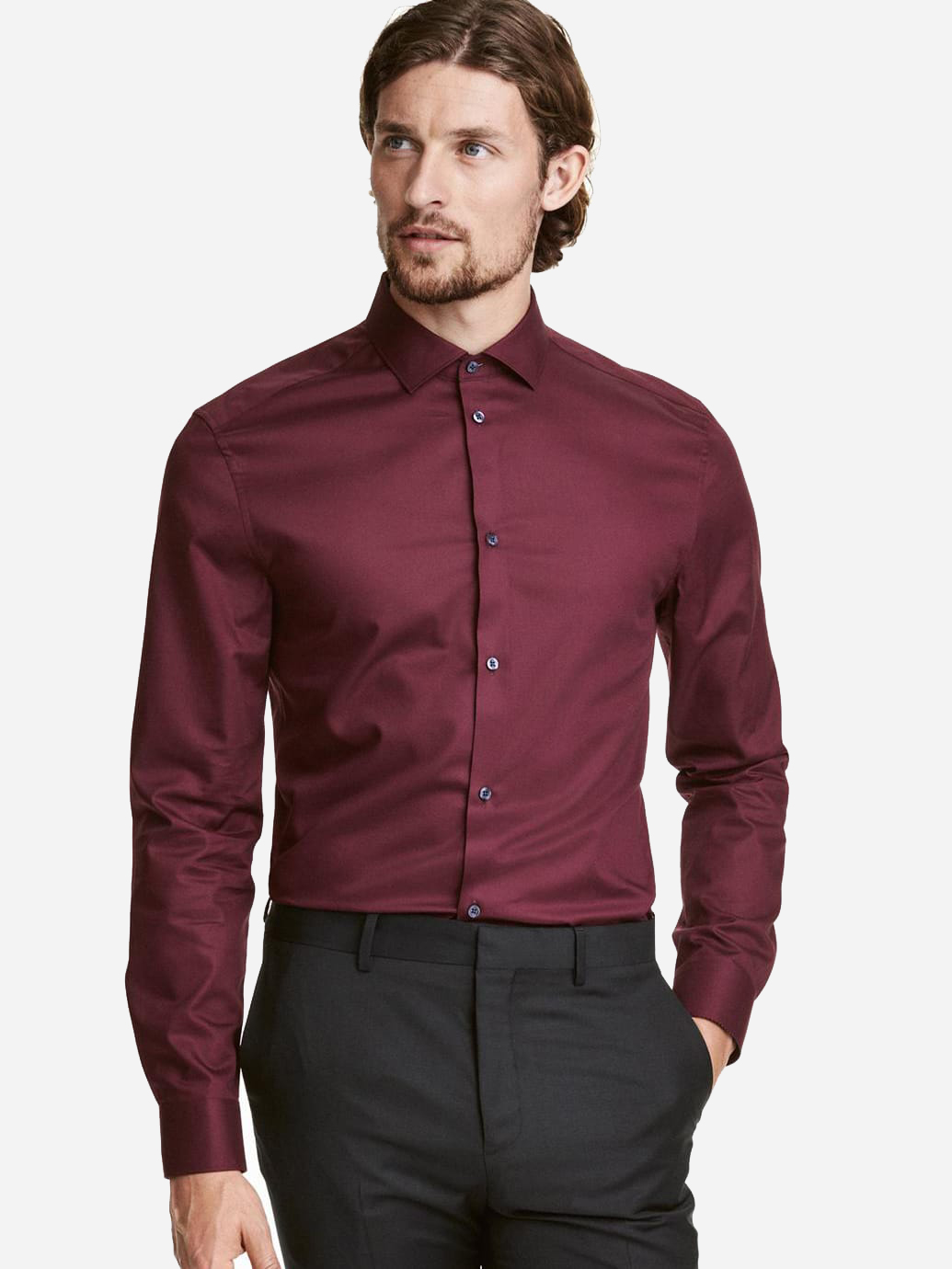 

Рубашка H&M 395127a60 S Бордовая