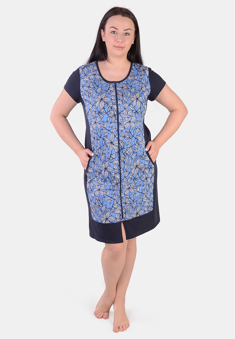 

Халат трикотажный женский летний на молнии N.EL. 1316-09 XXL джинс 62466