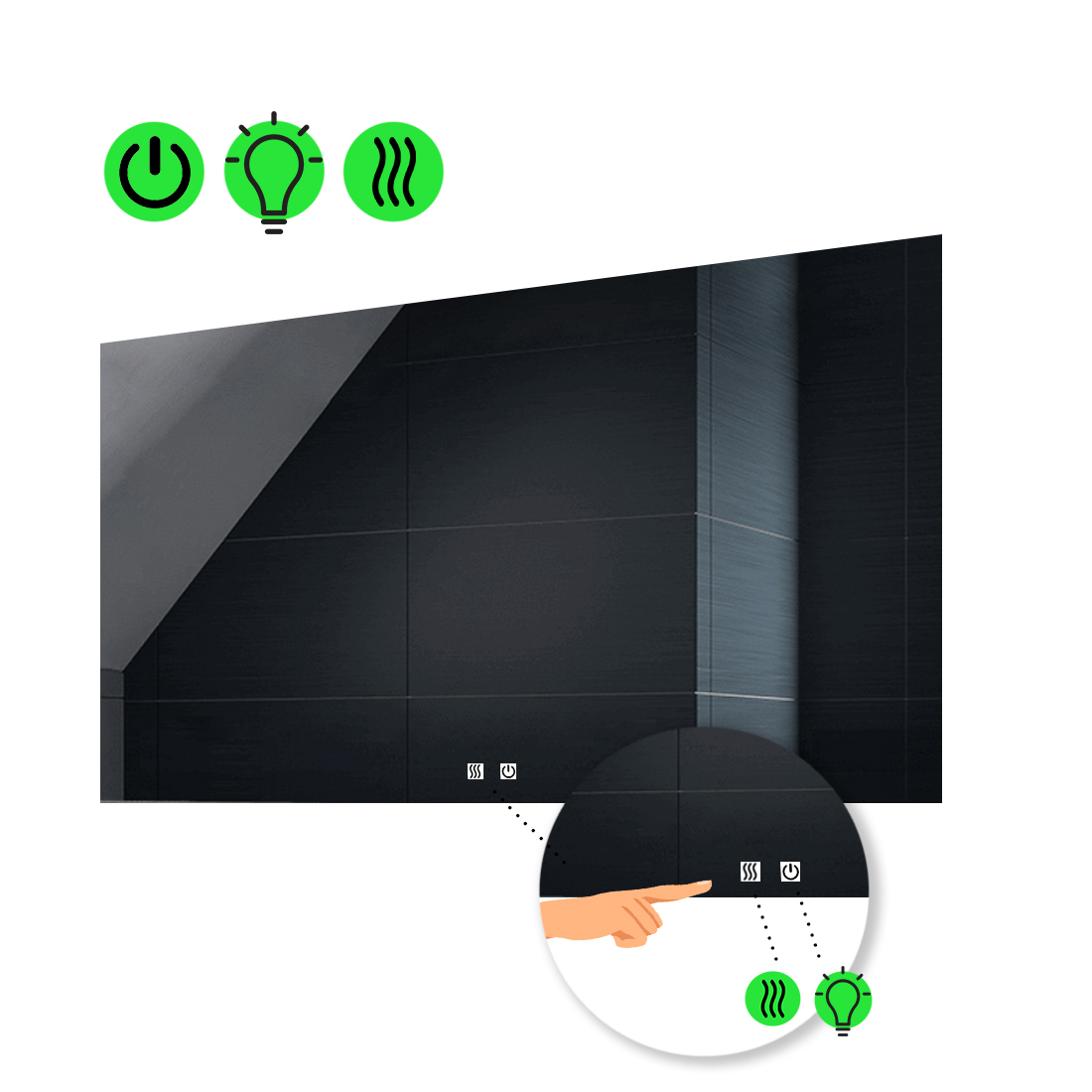 

Зеркало Lucia с Led-подсветкой, двумя сенсорными выключателями, подогревом 80x60 см